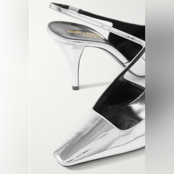 Saint Laurent Silver Blade Slingback Pumps - Picture 3 of 7
